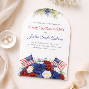 Convite de Arco de Casamento Americano de 4 de Jul
