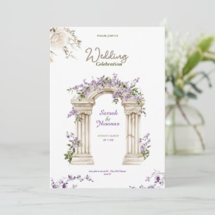 convite de arco de casamento floral bege minimalis