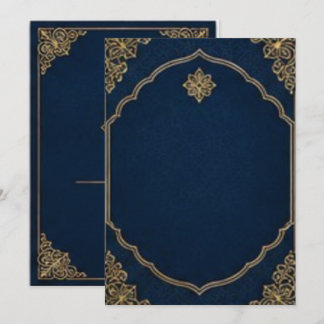 Convite de Arco Marroquino Azul Naval e Dourado