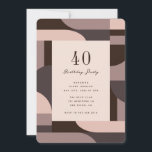 Convite de Arcos Retroativos de aniversário de 40<br><div class="desc">Design retroativo e sofisticado com um padrão de 60 anos com arcos e formas.</div>