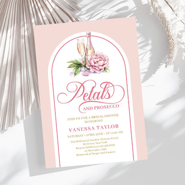 Convite de arquivo digital elegante Pétalas e Pros (Stylish petals and prosecco invite digital file

)
