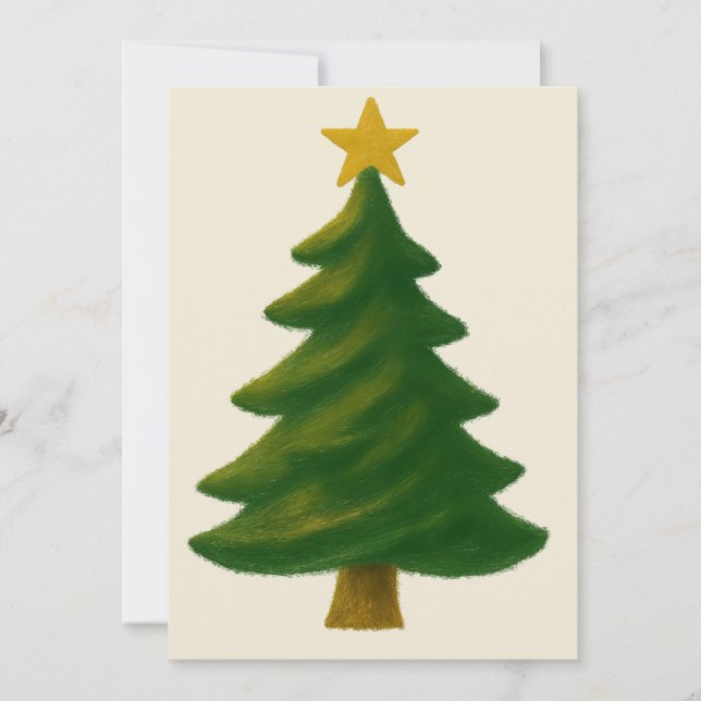 Convite de Árvore de Natal Clássica em Estilo de P (Frente)