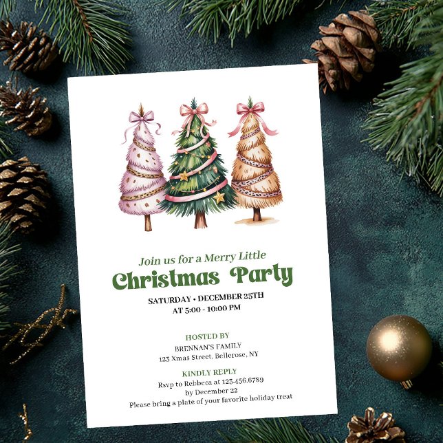 Convite de árvore de Natal com estampa de leopardo (Designer leopard print Christmas tree invitation)