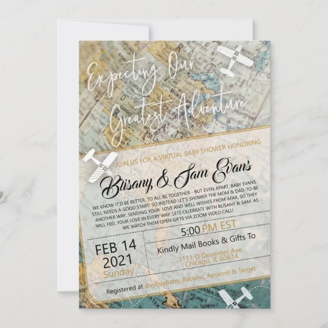 Convite de Aventura para Chá de fraldas Virtual (Frente)