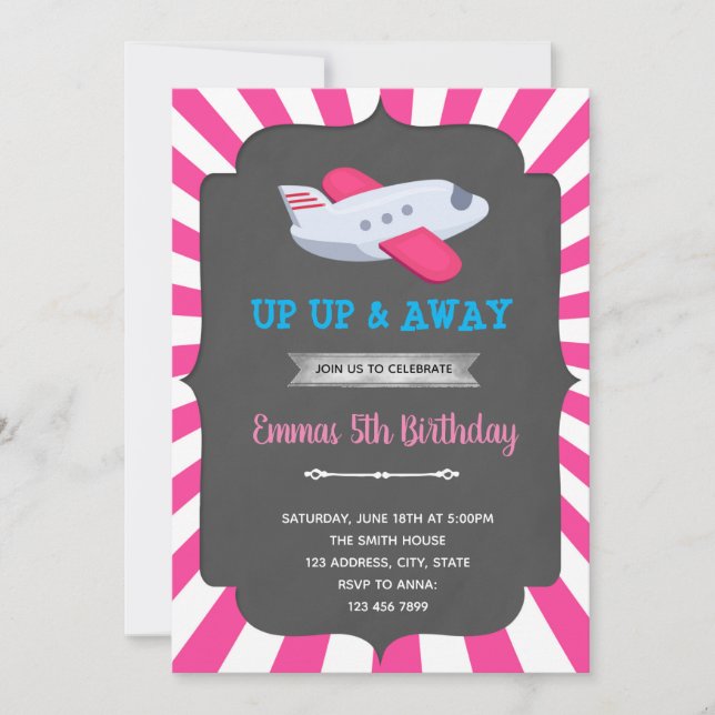 Convite de avião para menina (Frente)