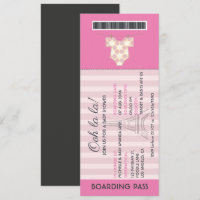 Convite de baby shower com cartão de embarque Pink