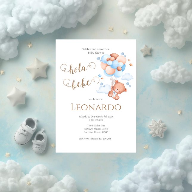 Convite de baby shower do ursinho azul (Criador carregado)