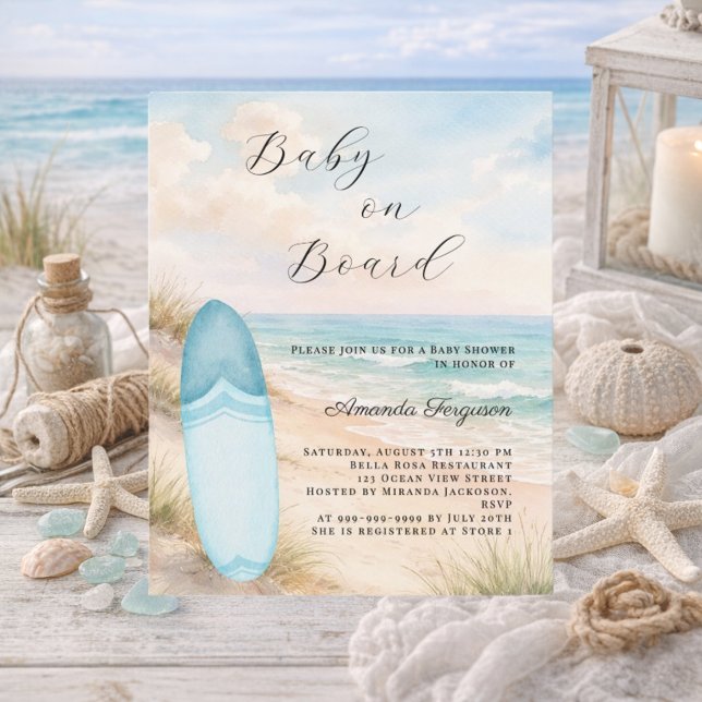 Convite de Baby Shower para menino com prancha de  (Criador carregado)