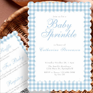 Convite de Baby Sprinkle Azul Empoeirado Dupla Fac