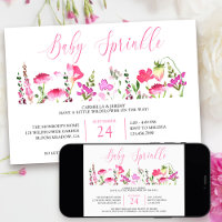 Convite de Baby Sprinkle Flor Silvestre Rosa Bonit