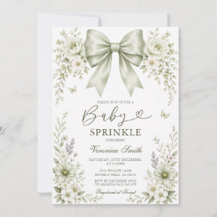 Convite de Baby Sprinkle Flores Silvestres Laço Ve