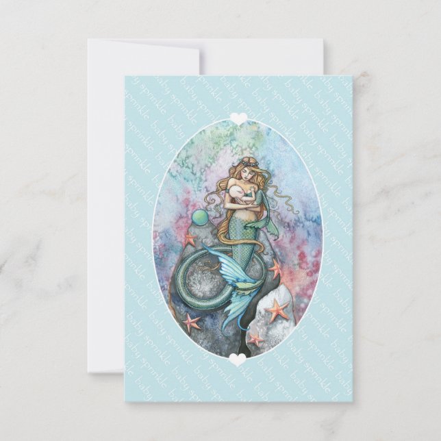Convite de Baby Sprinkle Inserir Sereia e Bebê (Frente)