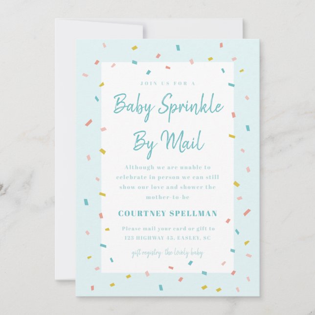 Convite de baby sprinkle pelo correio (Frente)