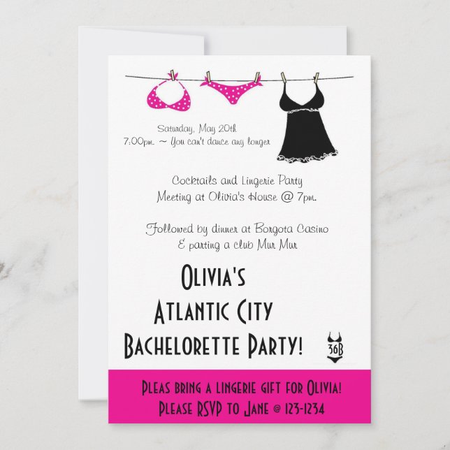 Convite de Bachelorette de Lingerie (Frente)
