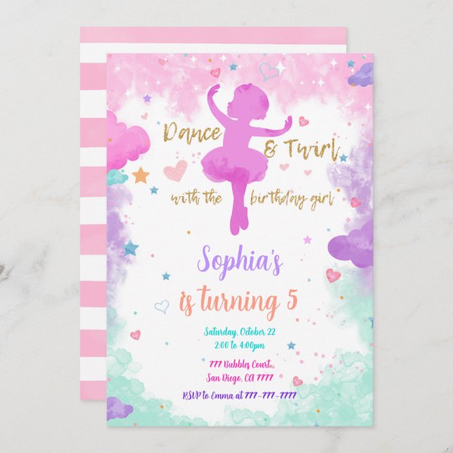 Convite de Bailarina  (Frente/Verso)
