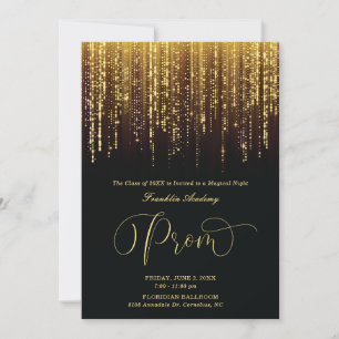 Convite de Baile de Formatura Preto e Dourado com 