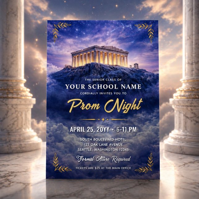 Convite de Baile de Formatura Tendência Uma Noite  (A Night on Mount Olympus Trendy Prom Invitation)