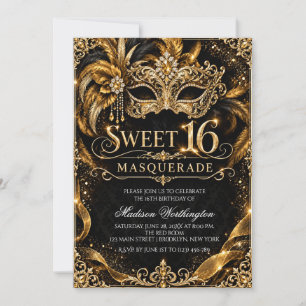 Convite de Baile de Máscaras Sweet 16