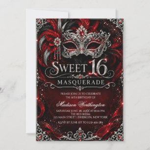 Convite de Baile de Máscaras Sweet 16