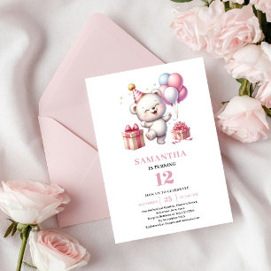 Convite de Balão de Urso de Pelúcia no Aniversário