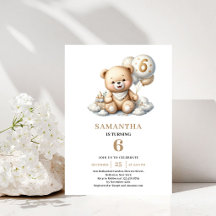 Convite de Balão Dourado de Urso de Pelúcia para A