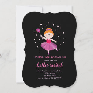 CONVITE DE BALÉ Bailarina Ruiva Dançarina Convite
