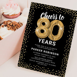 Convite de Balões Dourados para 80º Aniversário