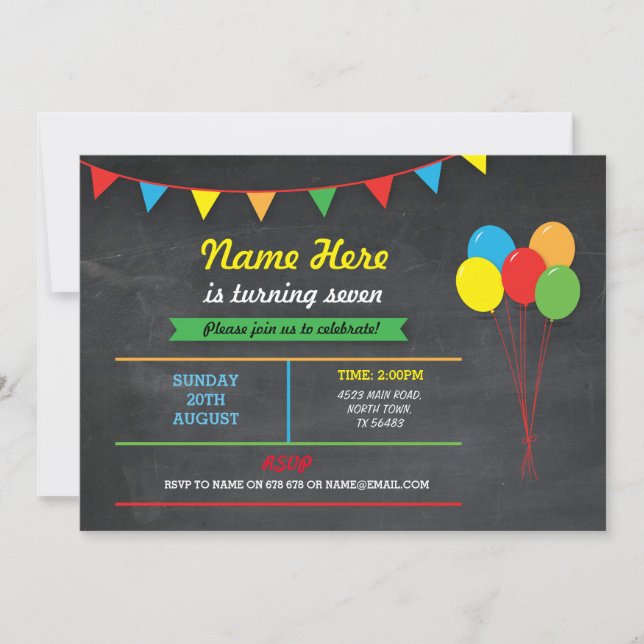 Convite de Balões para Festa de Aniversário de Men (Frente)