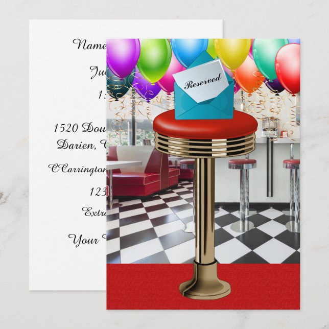 Convite de Banco de Bar Retrô (Frente/Verso)