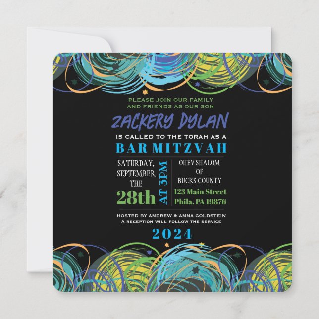 Convite de Bar/Bat Mitzvah ARTÍSTICO (Frente)