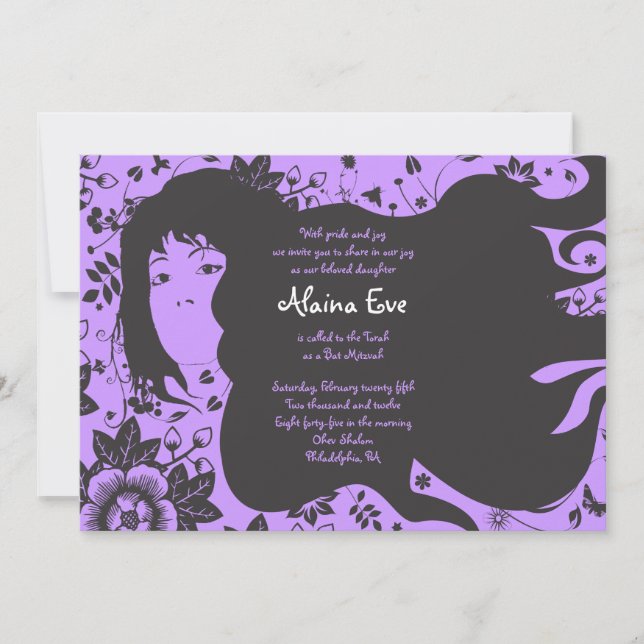Convite de Bar Bat Mitzvah Florista (Frente)
