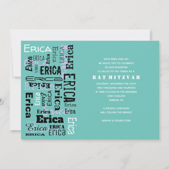 Convite de Bar/Bat Mitzvah personalizável YOUR NAM (Frente)