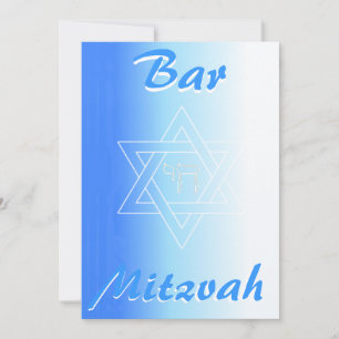 Convite de Bar Mitzva com estrela de Davi e chai