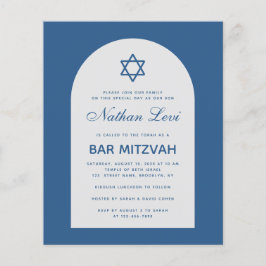 Convite de Bar Mitzvah Arco Azul Clássico Orçament