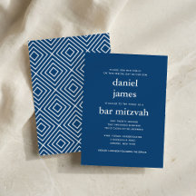 Convite de Bar Mitzvah Azul Marinho Moderno II