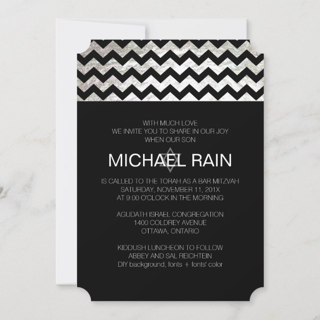 Convite de bar mitzvah com desenho de falso papel  (Verso)