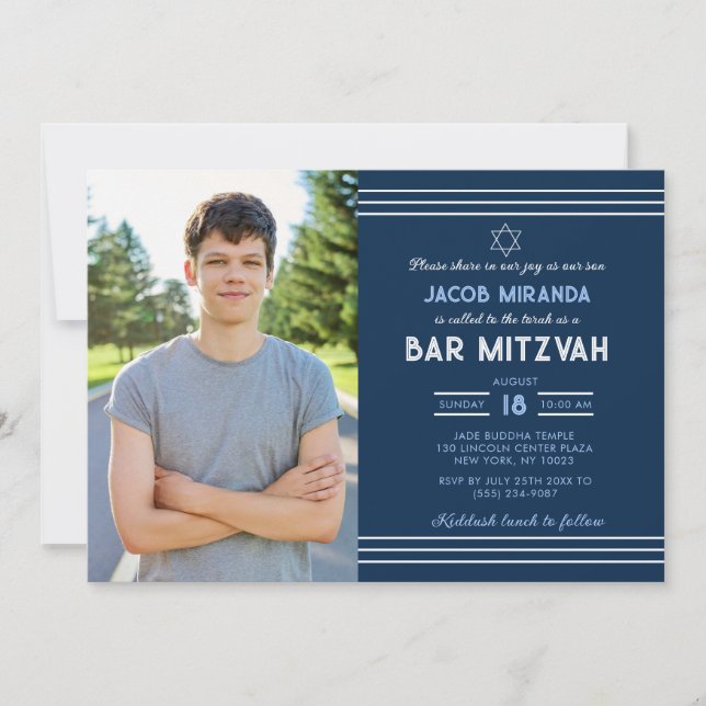 Convite de Bar Mitzvah Com Foto (Frente)