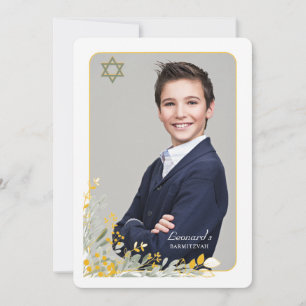 Convite de Bar Mitzvah com Foto de Flores do Campo