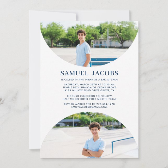 Convite de Bar Mitzvah com Foto Moderno (Frente)