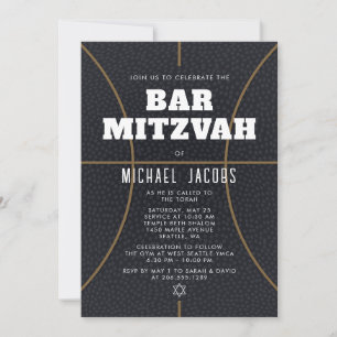 Convite de Bar Mitzvah de Basquetebol Tema Esporti