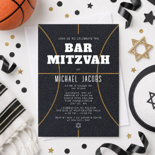 Convite de Bar Mitzvah de Basquetebol Tema Esporti