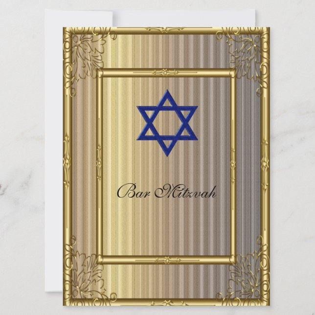 Convite de Bar Mitzvah Dourado (Verso)