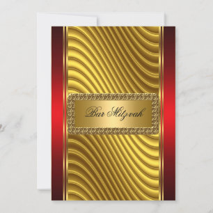 Convite de Bar Mitzvah Dourado e Vermelho