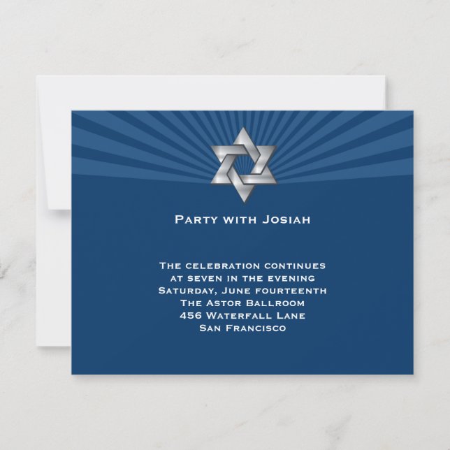 Convite de Bar Mitzvah Estrela Judaica Josiah Silv (Frente)