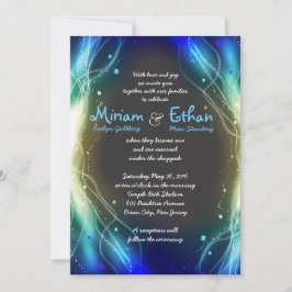 Convite de Bar Mitzvah Estrelas Neon Brilhantes az