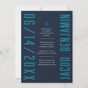 Convite de Bar Mitzvah Moderno Minimalista
