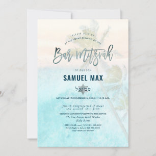 Convite de Bar Mitzvah na praia de areia branca Pi
