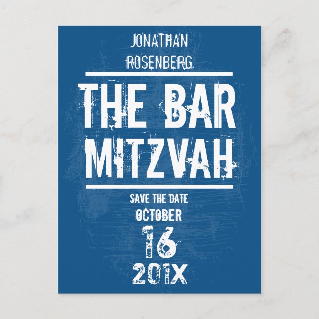 Convite de Bar Mitzvah Rock Band Save the Date Tod (Frente)