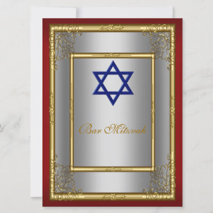 Convite de Bar Mitzvah Vermelho Prata