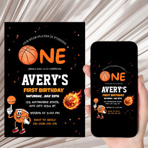 Convite de Basquete para Primeiro Aniversário